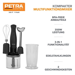 Blender Petra PT2827BMBLKVDE 3-in-1 - Accesorii fara BPA bol de 500 ml cana de 700 ml tel amestec zdrobire 2 viteze lame din otel inoxidabil pentru ma - Img 2