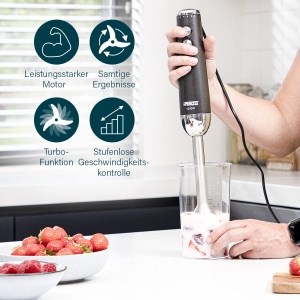 Blender Princess Stabmixer 1200 W cu 3 cutite din inox si viteza reglabila - Img 4