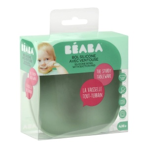 Bol pentru copii BEABA cu suptor, 100 silicon, verde salvie, usor de curatat - Img 3