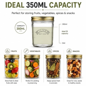 Borcan de conservare Kilner 350 ml, cu capac metalic si deschidere larga - Img 4