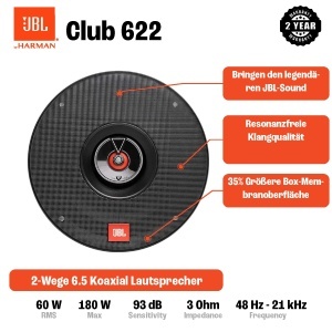Boxe auto JBL Club 622 180W 2 cai 16-17 cm negru - Img 2