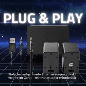 Boxe PC Nedis 33W cu Subwoofer, 2.1 Stereosound, Alimentare USB, Negru - Img 6
