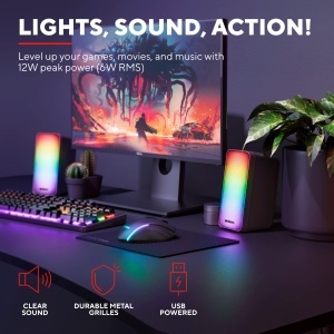Boxe stereo Trust Gaming GXT 611 Wezz RGB LED 12W USB Negru - Img 2