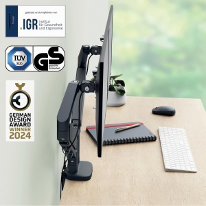 Brat monitor ergonomic Leitz 65370089, pentru 2 monitoare 17-32 inch, gri - Img 2
