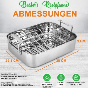 Brater NutriChef 38x29.5cm, inox, capacitate 10.8kg, rezistent la temperaturi de pana la 450C - Img 2