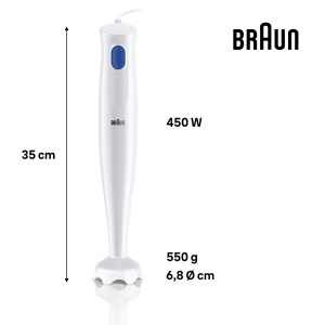 Braun Blender de mana MQ10.000P MultiQuick 1 - Blender de mana extra usor cu sistem EasyTwist, 450 wati, alb - Img 6