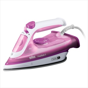 Braun FreeStyle 3 FI3124 PU fier de calcat cu abur cu tehnologie FreeGlide 3D talpa SuperCeramic Ultimate FastClean oprire automata abur vertical viol