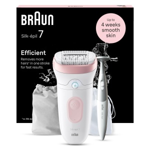 Braun Silk-epil 7, epilator pentru femei / deparator pentru indepartare a parului de lunga durata, incl. aparat de tuns bikini (zona intima a aparatului de tuns par), 7-210, alb/roz flamingo - Img 1