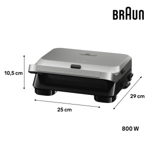 Braun SnackMaker 5 SM5005 Grill si Aparat de Wafe 800W Placi Detasabile Argintiu - Img 3