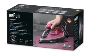 Braun TexStyle 1 SI1070PU, Fier de calcat cu 4 ani de suport, Placa SuperCeramic, Varf de precizie, 130g,min, Reumplere de 220ml, Mod Eco, Sistem anti-picurare, 2000W, Violet - Img 4