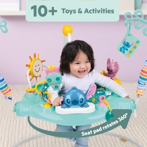 Bright Starts Disney Baby Little Ohana Baby Bouncer 6-12 luni Albastru Interactiv - Img 3