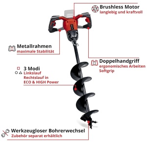 Burghiu electric cu acumulator Einhell GP-EA 18150 Li, 18 V, motor fara perii, diametru 150 mm - Img 3