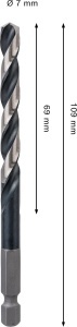 Burghiu metalic PRO Metal HSS-G Impact, 7mm, hexagonal, rezistent la uzura - Img 3