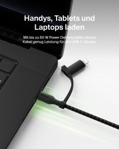 Cablu de incarcare 2-in-1 Belkin BoostCharge Pro USB-C si Lightning, 1.5m, 60W - Img 5