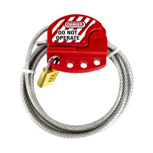 Cablu de siguranta cu lacat PNI 400C, 350C, 280C, 2m, Gri cu Rosu - Img 2