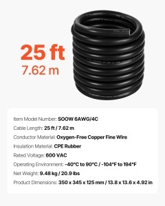 Cablu electric VEVOR 76m 6AWG 600V cu protectie CPE pentru conditii industriale - Img 7