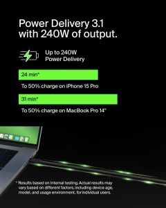 Cablu USB-C Belkin Connect, 2m, 240W Power Delivery, 20 Gbits - Img 2