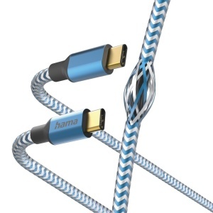 Cablu USB C Hama Reflective, 1.5m, Nylon, Albastru, Rapid - Img 3