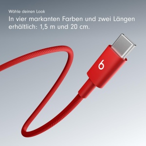 Cablu USB-C la USB-C Beats, 1,5 m, incarcare rapida, design rezistent, culoare rosu - Img 7