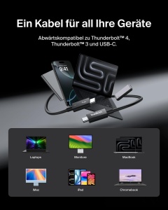 Cablu USB-C Thunderbolt 5 Belkin, 240 W, 120 Gbits, 1 m, Negru - Img 6