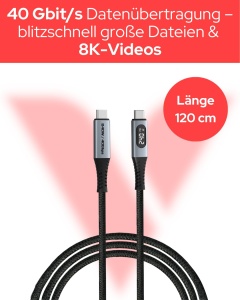 Cablu USB-C Verbatim Sync Charge 240W PD 3.1, 120 cm, cu LED - Img 3