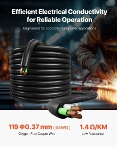 Cablul electric industrial VEVOR 6AWG 15m invelis CPE rezistent la temperaturi extreme - Img 2