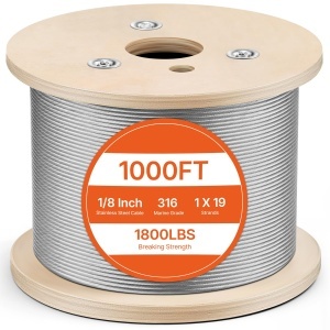 Cabluri din otel inoxidabil VEVOR T316, 300 m, 3.175 mm, rezistenta 816.5 kg