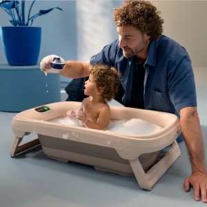 Cada pliabila pentru baie Maxi-Cosi Indigo, 0-4 ani, cu termometru integrat, verde salvie - Img 12