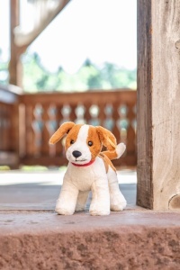Caine de plus Steiff Snuffy Hund 27 cm, maroniubej, material moale - Img 2