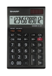 Calculator de birou Sharp EL-124T WH, 12 cifre, solar si cu baterie, negru