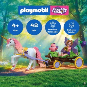 Caleasca cu Unicorn PLAYMOBIL 72216, cu Zana si Joyling, pentru copii peste 4 ani - Img 2