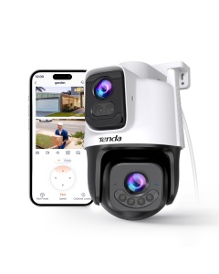 Camera de supraveghere exterioara Tenda cu dual-obiectiv, 2K, IP65