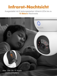Camera de supraveghere WiFi GRIFEMA GD701, 1080p, rotatie 360, vedere nocturna - Img 6