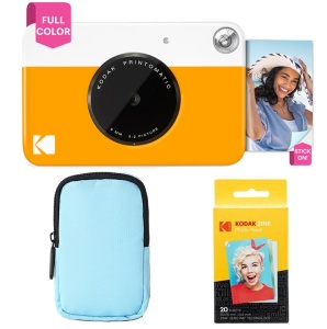 Camera instantanee Kodak Printomatic, 5 MP, galben, cu 20 de fotografii autocolante