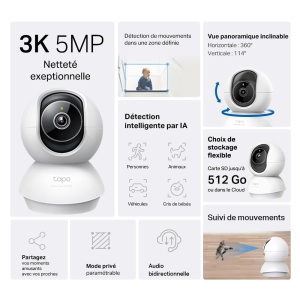 Camera supraveghere Tapo C230 3K 360deg Interior Night Vision 512GB - Img 2