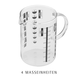 Cana de masurare din sticla WMF Gourmet 1 l, rezistenta la caldura, cu scala precisa - Img 2