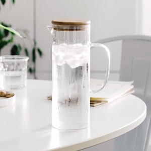Cana din Borosilikat Lacor 61953, Capac Bambus, 1 L, Design Modern - Img 3