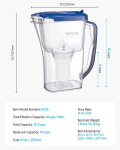 Cana filtrare apa VEVOR 6216, 9 cesti, capacitate 150 L, design compact pentru frigider - Img 7