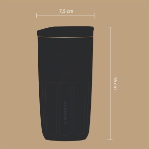 Cana reutilizabila Wessper FIKA, 400 ml, ABS, neagra - Img 4