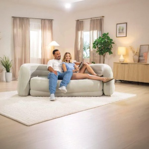 Canapea Curba Intex 66571NP, 229 x 109 x 81 cm, Oliv-Bej - Img 5