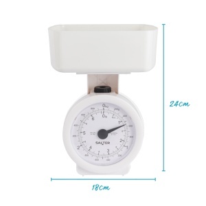Cantar de bucatarie mecanic Salter, 3kg, cu bol detasabil, alb - Img 7