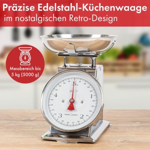 Cantar de bucatarie ProfiCook PC KW 1247, capacitate 5 kg, design retro, cu bol din inox - Img 2