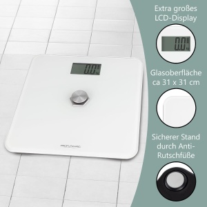 Cantar de persoane ProfiCare PC-PW 3112, capacitate 5-180 kg, display LCD mare, alb - Img 3