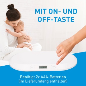 Cantar digital pentru bebelusi Grundig - Cantar max. 20 kg - Cantar de baie cu afisaj LED - Cantar pentru bebelusi cu functie de tara si afisaj - Incl. baterii - Alb - Img 7