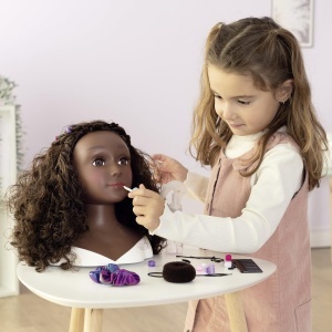 Cap de coafura Smoby My Beauty Afro cu 23 accesorii, par lung si ondulat - Img 5