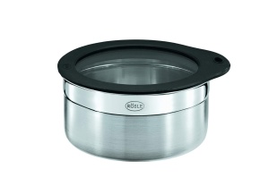 Capac de sticla ROSLE cu margine de silicon, 12 cm, transparent si negru - Img 4