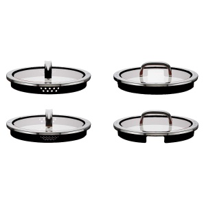 Capac oala WMF Function 4 16 cm capac sticla cu 4 functii de turnare sticla silicon otel inoxidabil Cromargan lustruit negru - Img 2