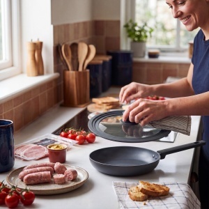 Capac transparent Russell Hobbs Smart Clip, universal 242628 cm, cu margine din silicon - Img 4