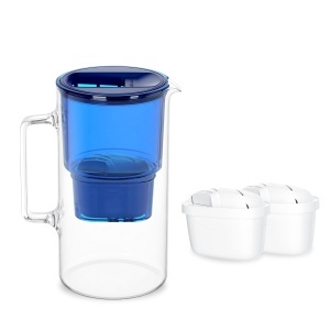 Carafa cu filtru Wessper D2, 3 litri, Borosilicat, Albastra