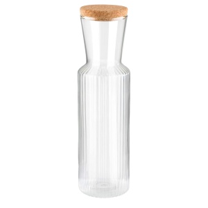 Carafa din sticla APS 10738, 0,75 l, cu capac din pluta, 28 cm - Img 2